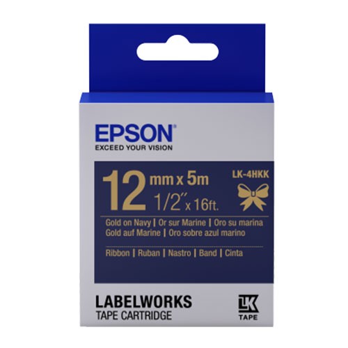 Nastro Originale Epson labelworks satinato testo oro su fondo blu