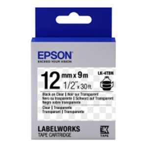 Nastro Originale Epson labelworks testo nero su fondo trasparente