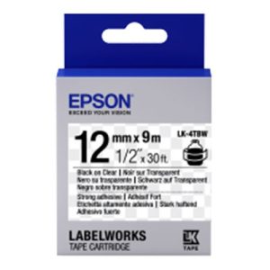 Nastro Originale Epson labelworks altamente adesivo testo nero su fondo trasparente