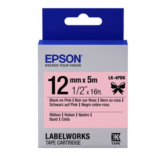 Nastro Originale Epson labelworks satinato testo nero su fondo rosa