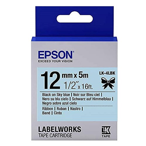 Nastro Originale Epson labelworks satinato testo nero su fondo celeste