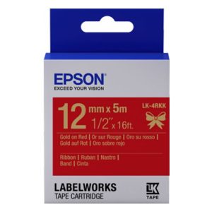 Nastro Originale Epson labelworks satinato testo oro su fondo rosso