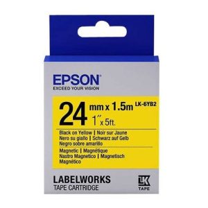 Nastro Originale Epson labelworks adesivo magnetico testo nero su fondo giallo