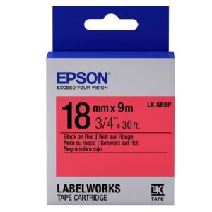 Nastro Originale Epson labelworks testo nero su fondo rosso pastello